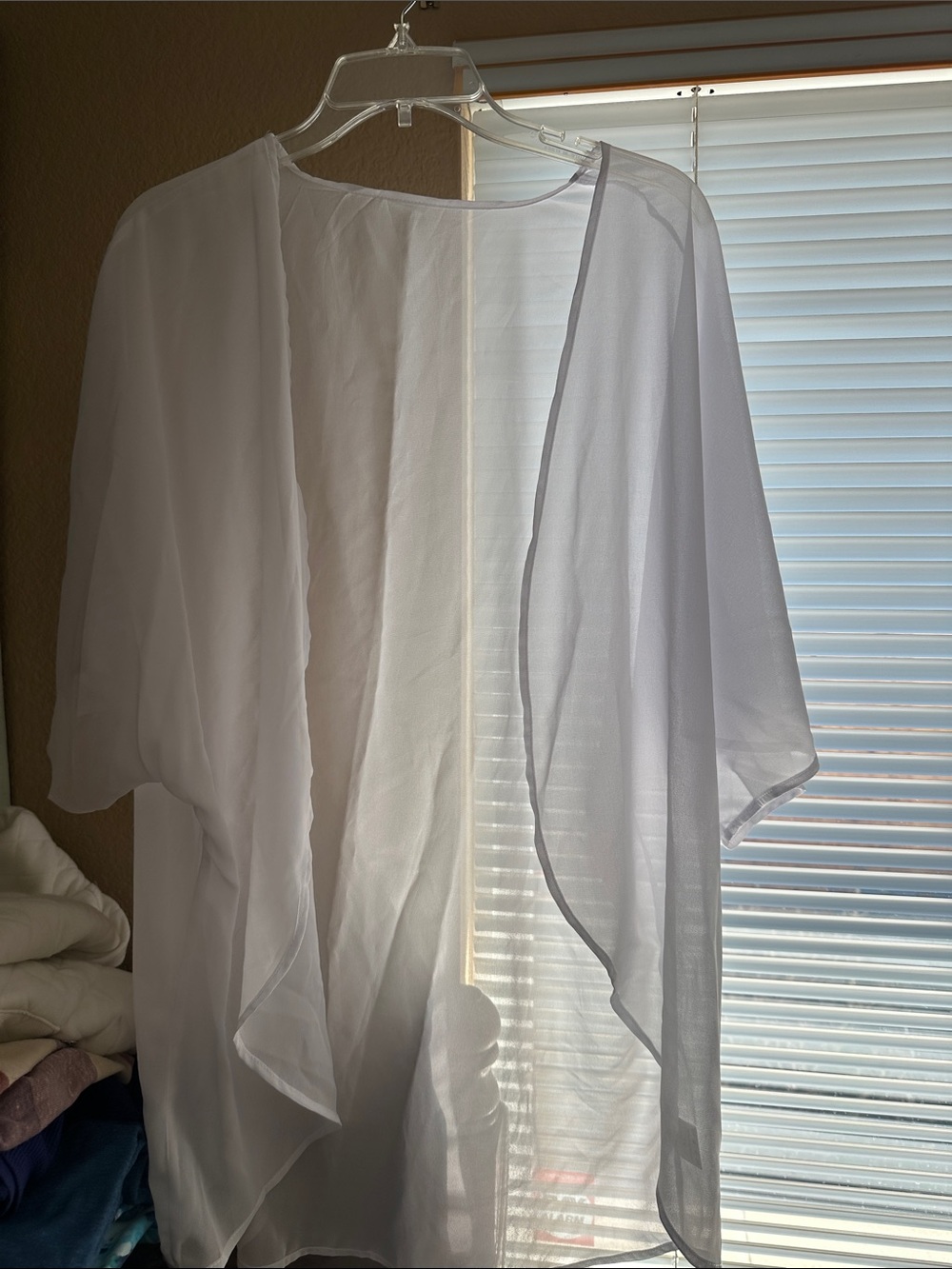 Women's Sheer White Kimono Swim Cover-Up